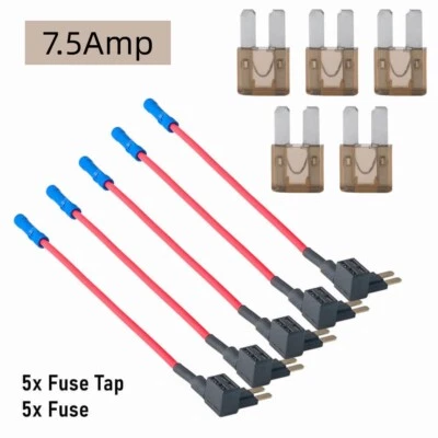 5 SETS MICRO2 BLADE FUSE ADAPTER ADD-A-CIRCUIT FUSE HOLDER and MICRO2 FUSE 7.5A - Image 1 of 4