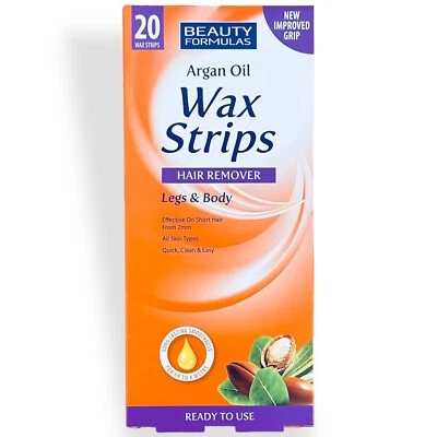 BEAUT FORMULAS 20x Leg and Body Wax Strips Waxing Strips Argan Oil Beauty Formulas wax Strips