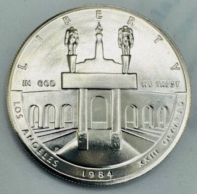1984 P Los Angeles Olympiad Commemorative Silver Dollar Coliseum - Image 1 of 2