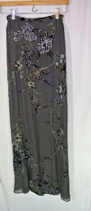 Women's Long Dressy Skirt Size XS Lined Sequin Rear Zip Brown Crepe Wedding - Picture 1 of 12