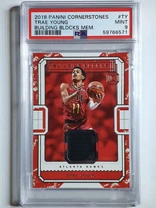 2018 Cornerstones Trae Young Rookie #PATCH Game Worn Jersey - PSA 9 (POP 4) - Picture 1 of 3