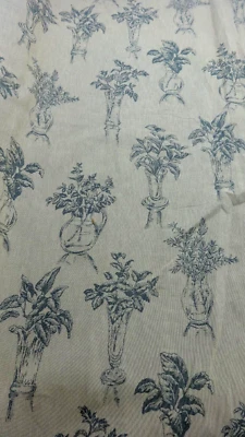 Hermosa tela de tapicería de tapicería floral 56" con color tostado y azul Foto 1 de 2