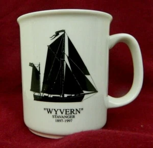 Stavenger Museum Wyvern Schiff Kaffeebecher Tasse weiß schwarz Sammlerstück Norwegen - Bild 1 von 5