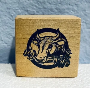 Sello de goma montado en madera Bull Cow PSX - Imagen 1 de 2