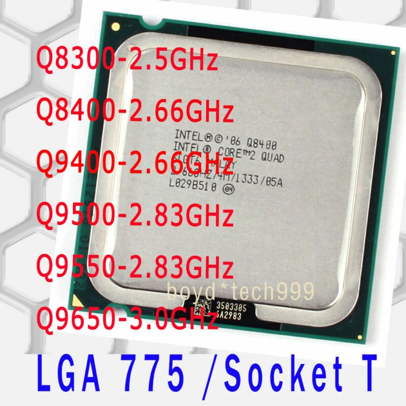 Intel Core 2 Quad Q8300 Q8400 Q9400 Q9500 Q9550 Q9650 LGA 775 CPU Socket T - Bild 1 von 1