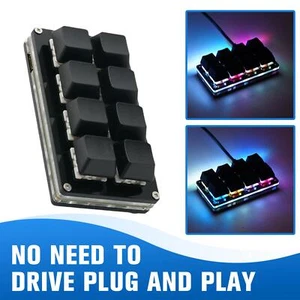 1x8 Keys Mechanical Keyboard Gaming Programming Shortcut US J3U2 - Picture 1 of 11