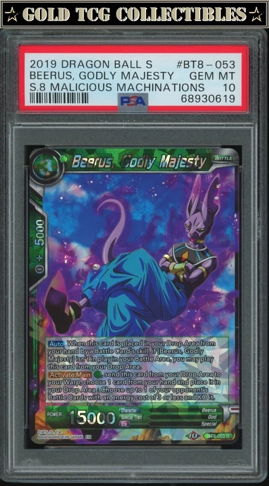 PSA 10 ⭐️ Beerus Godly Majesty Malicious Machinations Card DBS DBZ Z Heroes - Image 1 of 1