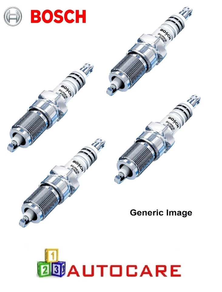 X4 Bosch SuperPlus Spark Plugs For Peugeot 206 1.4 - Image 1 of 1