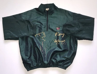 VTG SURF STYLE 1/4 Zip Pullover 90s Windbreaker Jacket One Size Green Iridescent - Image 1 of 4