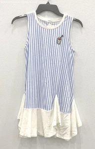 Balabala Kids Girls Blue White Stripe Ruffle Hem Sleeveless Casual Dress - Picture 1 of 3