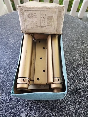 Double Action Button Tip Spring Hinges 6 Inches Gold Finish Pack of 2. - Image 1 of 4