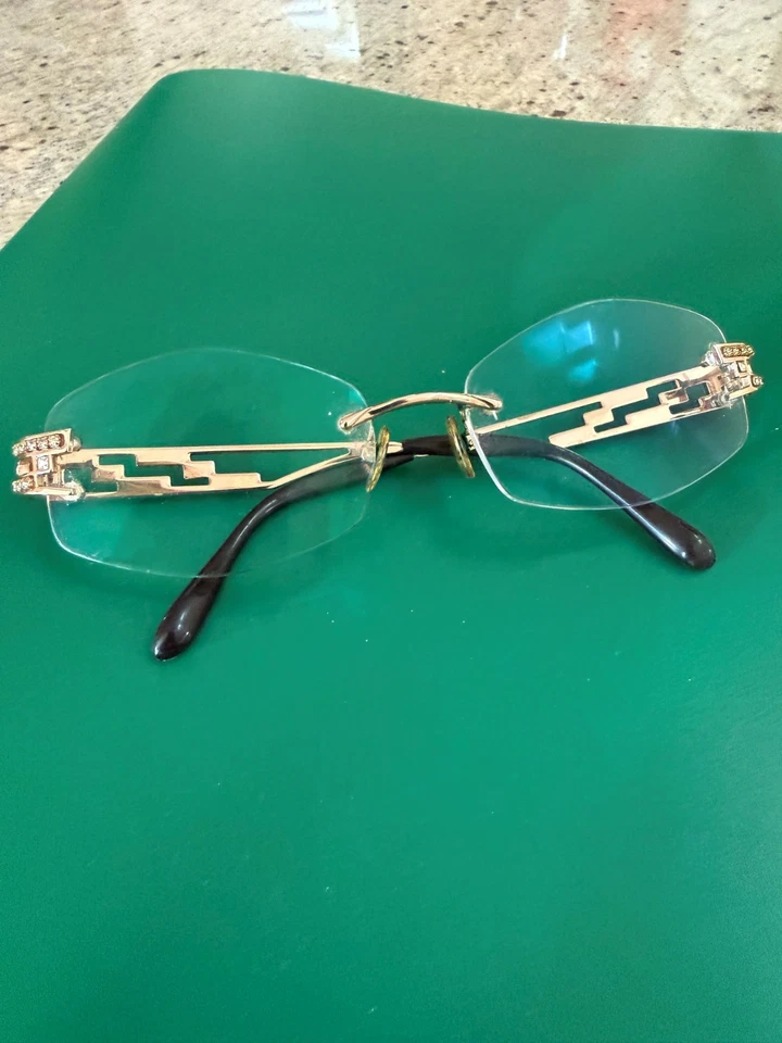 Authentic CAVIAR Eyeglasses Gold Rimless Frames Swarovski Crystals - Image 1 of 4