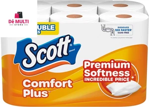 Scott ComfortPlus Toilet Paper, 12 Double Rolls,231 Sheets per Roll, Septic Safe - Picture 1 of 9