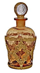 Cambridge Apple Blossom Outstanding Amber Cabinet Flask / Decanter Ormolu Mount - Picture 1 of 9