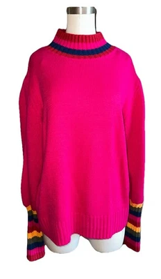 Suéter grande manga globo Jodifl rosa brillante amarillo azul arco iris Foto 1 de 4