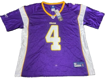 Camiseta deportiva Brett Farve #4 Minnesota Vikings NFL Reebok On Field para mujer XLarge nueva con etiquetas Foto 1 de 4