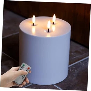 Velas grandes para exteriores con control remoto impermeables 6"x6" parpadeantes blancas sin llama - Imagen 1 de 8
