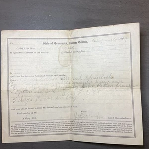 16 agosto 1914 Sumner County Tennessee fattura lavoro commissario stradale B50 - Foto 1 di 3