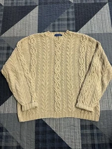 J Crew Strick von Hand Wollpullover Zopfmuster grün schwer Fischer Grobstrick - Bild 1 von 5