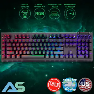 Razer BlackWidow V4 Pro Wired Green Clicky Switch Mechanical Full Size Keyboard - Picture 1 of 17