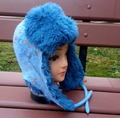 Paraorecchie da donna in feltro blu chiaro. Cappello invernale caldo. ushanka... - Immagine 1 di 4