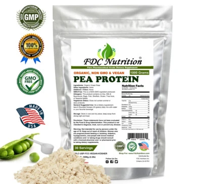 Proteína de guisante orgánica en polvo - vegana - NO TRANSGÉNICA - ALTA PROTEÍNA 2,2 LB, 4,4 LB Y 6,6 LB Foto 1 de 4
