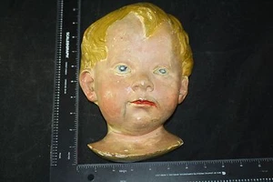 P P CAPRONI & BROS ANTIQUE PLASTER MASK CHILD BOY 9646 RARE BOSTON MASS PAINTED - Picture 1 of 6