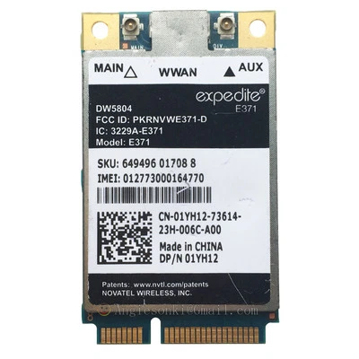 Dell Wireless DW5804 4G LTE/WWAN Mobile Broadband 01YH12 E371 PCI-E 3G/4G Card - Image 1 of 4