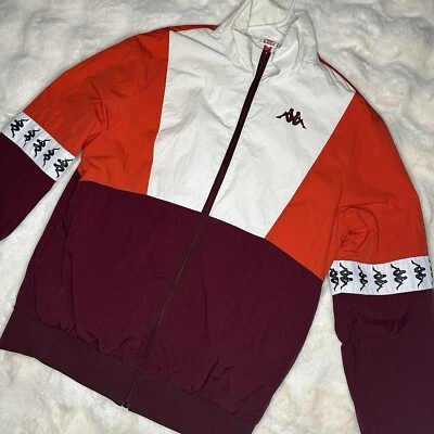 Chaqueta cortavientos Kappa para hombre talla mediana 100 % nailon cremallera completa pista Foto 1 de 4