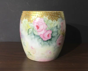 T&V Limoges France Hand Painted Porcelain Bowl Vase – Floral w/ Gold Trim - Picture 1 of 6