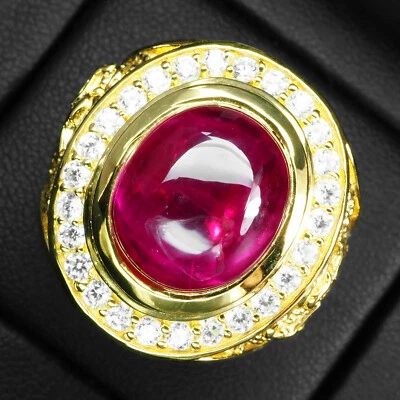 ANILLOS CLÁSICOS CABUJÓN RUBÍ ROJO 11,25 QUILATES PLATA DE LEY 925 CHAPADOS EN ORO 24K Foto 1 de 4