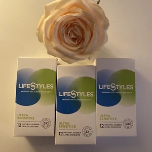3X LifeStyles Ultra Sensitive Natural Rubber Latex 36 Condoms Total 10/2026 - Picture 1 of 3