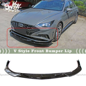 FITS 2020-2023 HYUNDAI SONATA GLOSS BLACK V STYLE 3PC FRONT BUMPER LIP SPLITTER