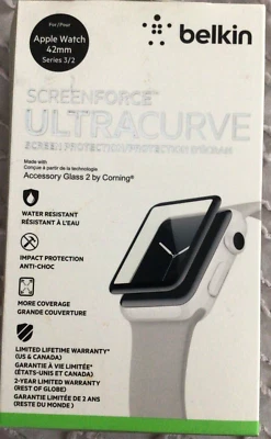 BELKIN SCREENFORCE ULTRACURVE FOR APPLE WATCH SERIES 3 2 42MM GLASS NEW F8W918TT - Image 1 of 2