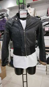GIUBBOTTO SPECCHIO Donna Woman Pelle Nero  VINTAGE tg M  MON1549LZ - Picture 1 of 7