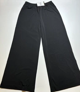 NWT Bob Mackie Wearable Art Stretch Wide Leg Black Pants Elastic Waist Size XSP - Picture 1 of 6