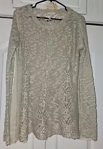Women's Mystree Size Medium Beige Long Sleeve Sweater Cotton Blend - Picture 1 of 5