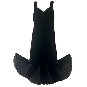 Vintage Oleg Cassini Blacktie Womens Velvet Beaded Cocktail Dress Black Sz 8 - Picture 1 of 20