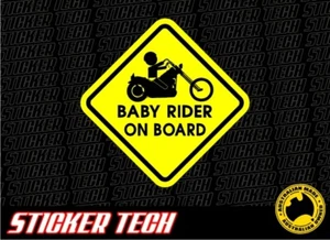 WARNING BABY HARLEY DAVIDSON CHOPPER RIDER ON BOARD STICKER DECAL SUIT SOFTTAIL - Picture 1 of 1