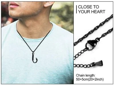 Gancho de Pesca Urna Collar para Cenizas Gancho de Pescado Acero Inoxidable Cremación Negro Foto 1 de 4