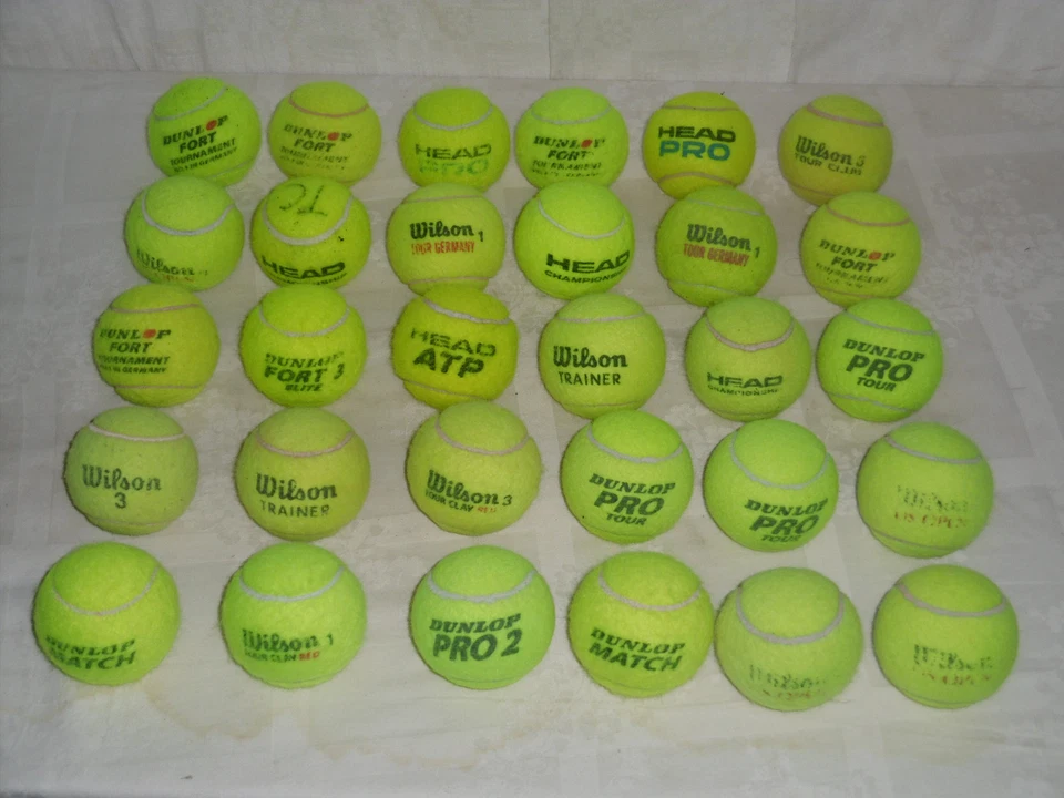 30 GEBRAUCHTE TENNISBÄLLE VON VERSCHIEDENEN MARKEN IM FIRMENMIX - Bild 1 von 1