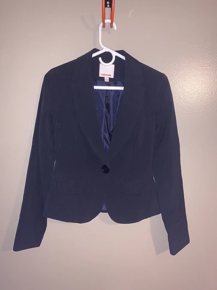 Женщин Junior 2 изделия темно-синий куртка брюки костюм маленький 3 винтажный Y2K Hollywould - Изображение 1 из 4