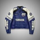 Unisex Yamaha Racing blau & weiß Motorrad Motorrad Rindsleder Jacke