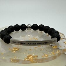 Inspire Me Bracelet "POSITIVE MIND-VIBES-LIFE" Lava Stone / SIZE XS / 5.5inches