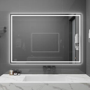 LED Badezimmerspiegel 42" x 30" Wandmontage Rahmenlos Beleuchtet Gestensteuerung - Bild 1 von 12