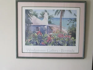 R. E. Kennedy Framed Windjammer "Bermuda Cottage" Print 30x26" - Picture 1 of 4