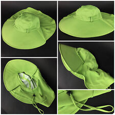 Green Gardening Hat Wide Brim Lightweight Outdoor Adjustable Strap Neck Shade