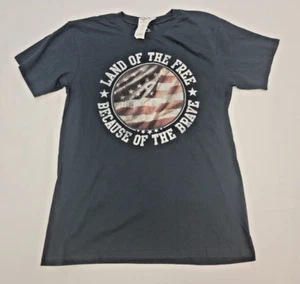 Land Of The Free Shirt Mens Medium Patriotic Veterans Memorial Day Navy - Picture 1 of 9