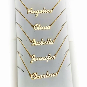 GOLD ANY Name Plate Necklace solid 10k Pendant Holiday Gift Personalized Custom - Picture 1 of 9