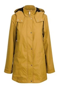 Mustard Rain Jacket Coat with Hood Zip & Popper Fastening Quilt Lined - Picture 1 of 4
